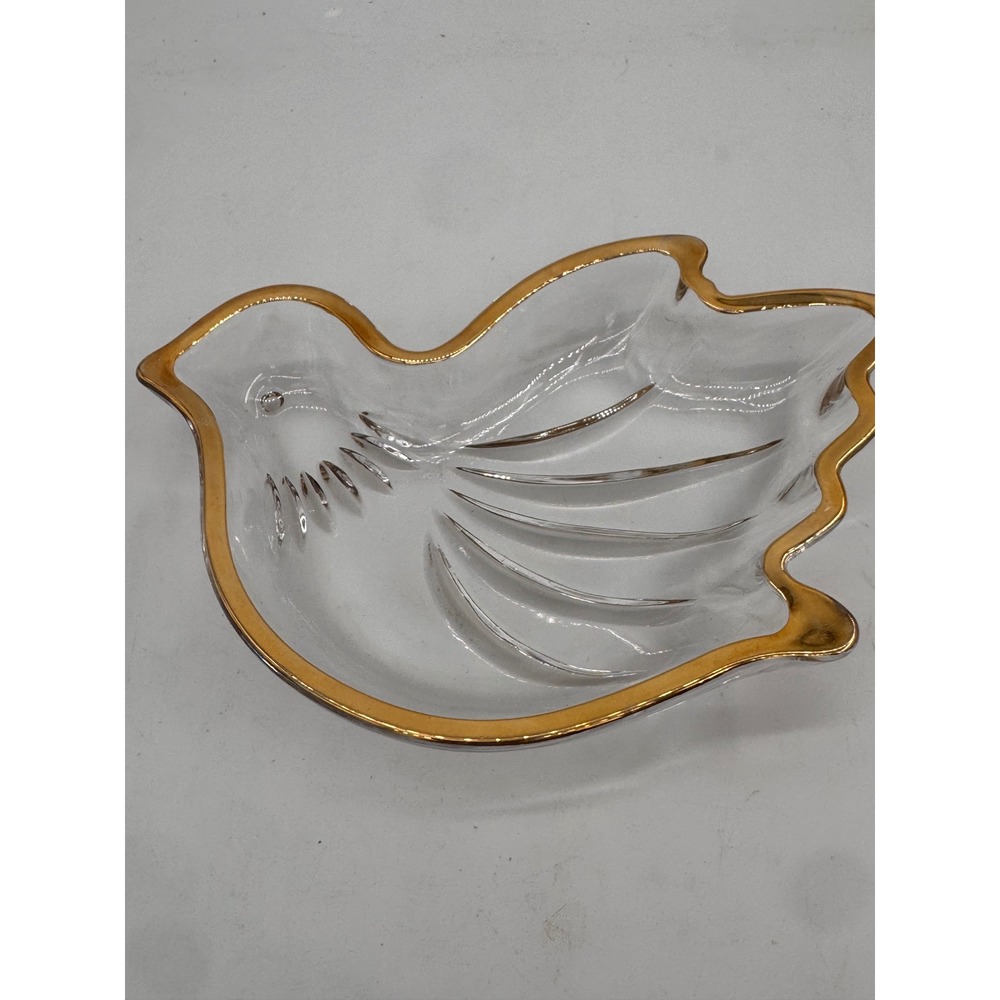 Mikasa Crystal Dove Gold Trim Candy Relish Trinket‎ Dish 6.5 Inch Vintage